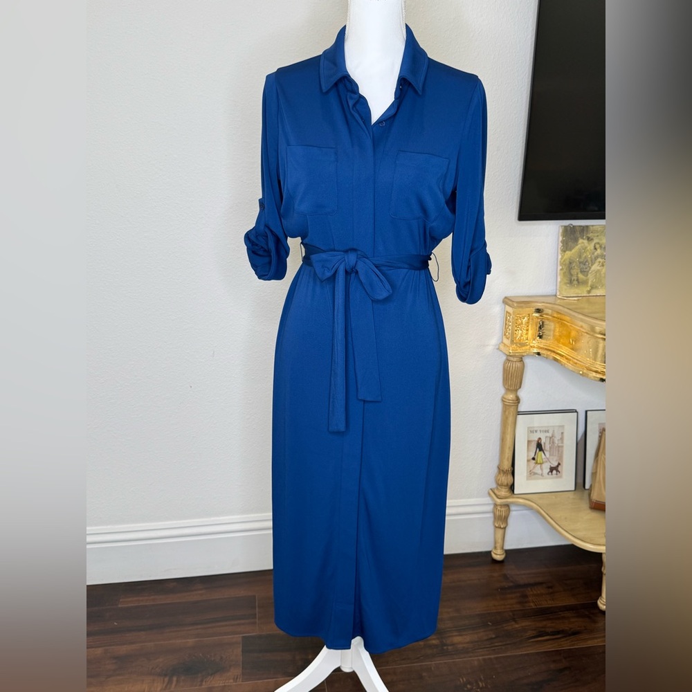 Alfani Blue Belted Midi Dress